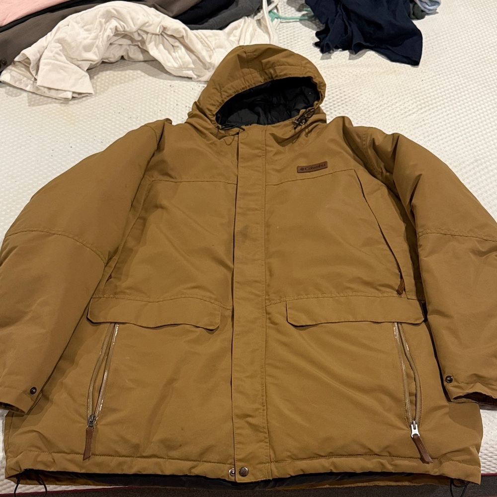 Columbia Men's Tan Hooded Puffer Jacket